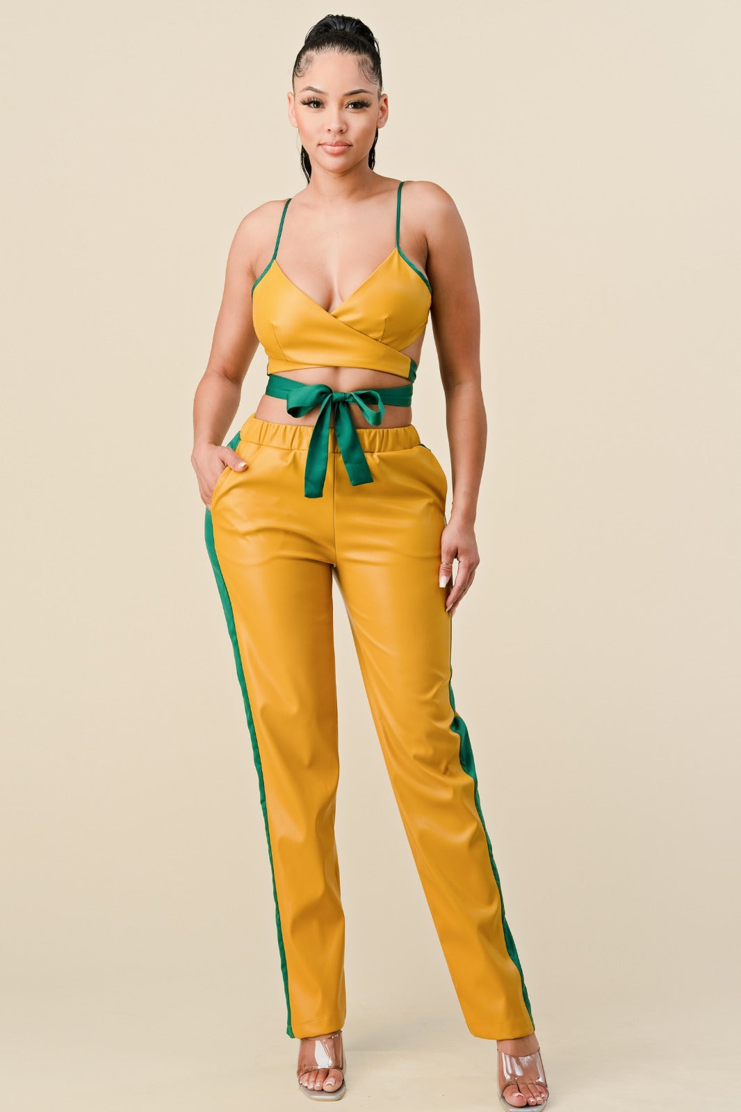 Leather Crop-Top Set