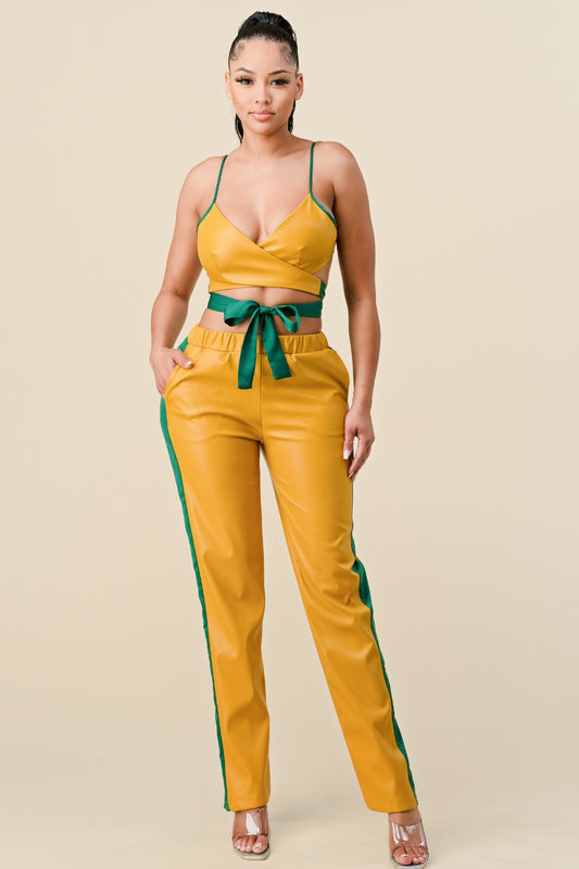 Leather Crop-Top Set