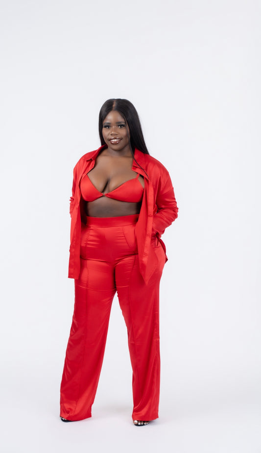 Three Piece Satin Set
